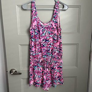 Lilly Pulitzer Tank Tala Romper Resort Navy Pop Up Lobstah Roll Size Small